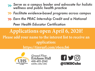 Apply To Be A Peer Health Educator University Health Services Umbc