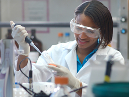 A picture of student conducting experiment.