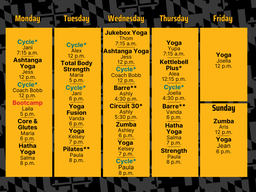 Group Fitness Schedule Fall 2025