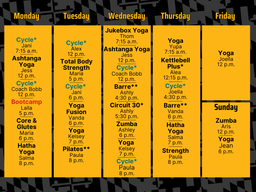 Group Fitness Schedule Fall 2025
