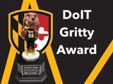 Gritty Trophy with "DoIT Gritty Award"