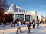 photo of aok library with students walking past