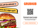 grubhub qr code to order online and image of hamburger