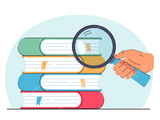 Books and magnifying glass