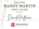 An award certificate from Imaging America with text over a decorative pattern: 2025 to 2026 Randy Martin Spirit Award given to David Hoffman.